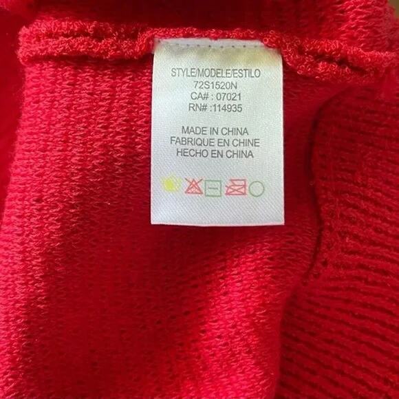 RDI Womens Pullover Sweater Large Poppy Red NWT Long Sleeves Horizontal Rib Knit - Picture 6 of 7